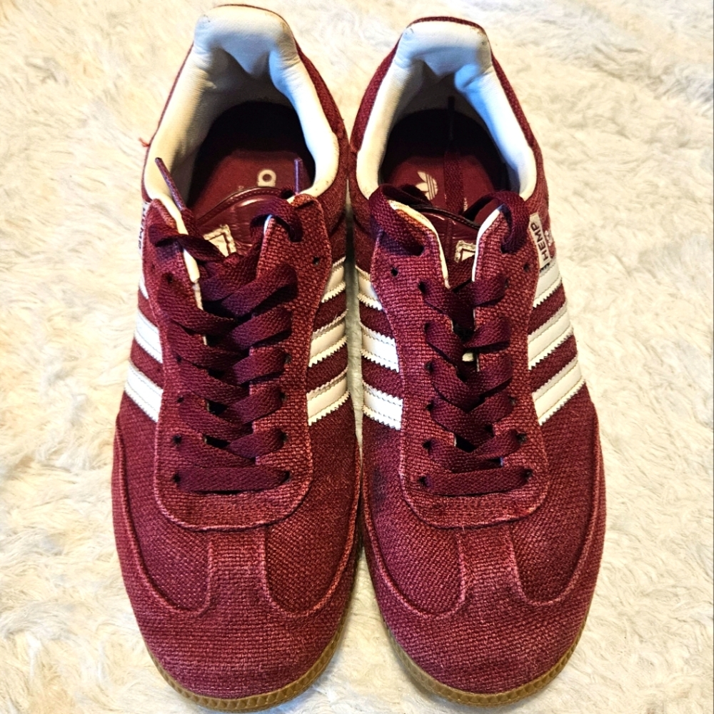 Adidas Hemp Samba Red Burgundy Soccer Skateboard Tennis shoes sneakers
